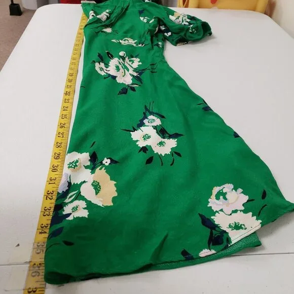 Free People Womens Neon Garden Floral Mini Dress Size 10 Green V Neck Bohemian - Picture 9 of 12